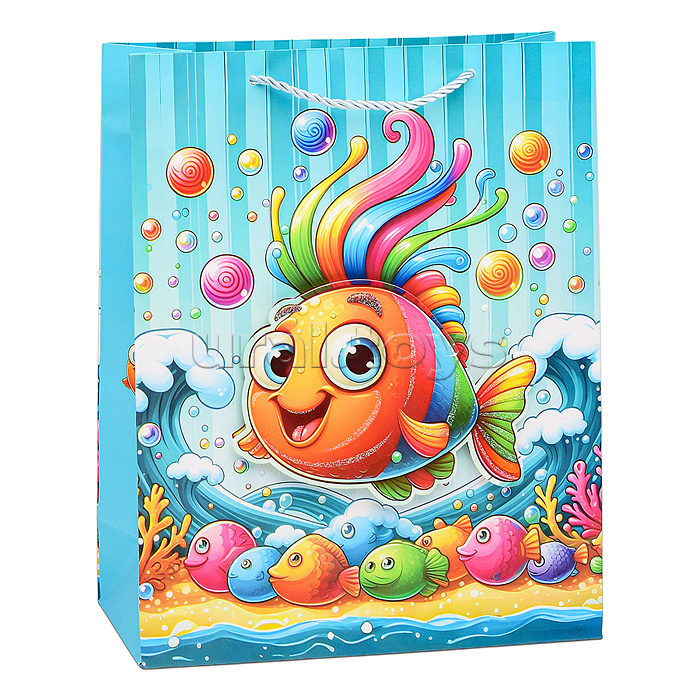 Пакет подарочный "Подводный мир" 32х26х10 см