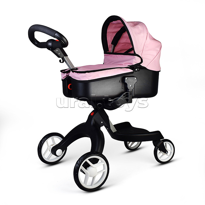 Коляска-люлька для кукол, металлическая, с сумкой, цвет ярко-розовый