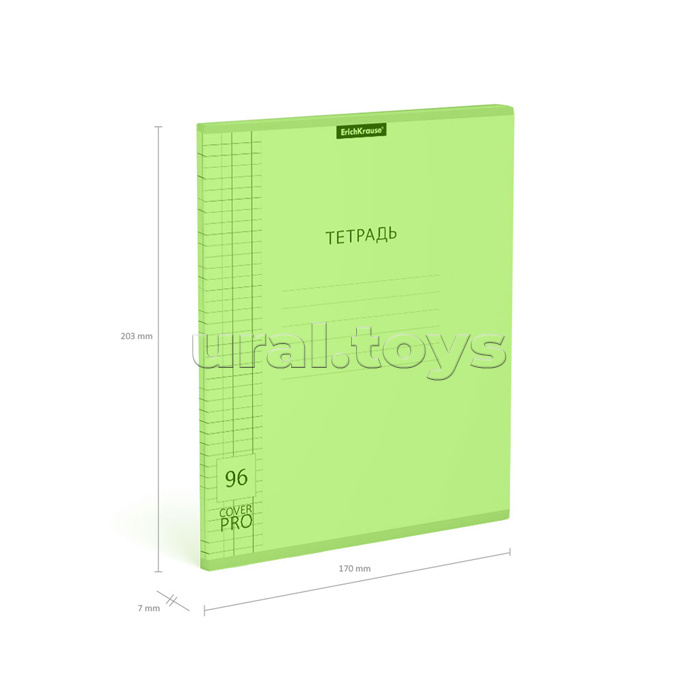 Тетрадь 96л., клетка, пластиковая обложка  "CoverPrо Neon" зеленая