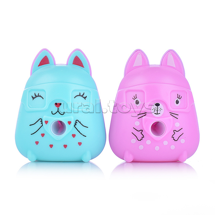 Точилка с контейнером, 1 отверстие "Funsharp. розовый котик", 2 цвета