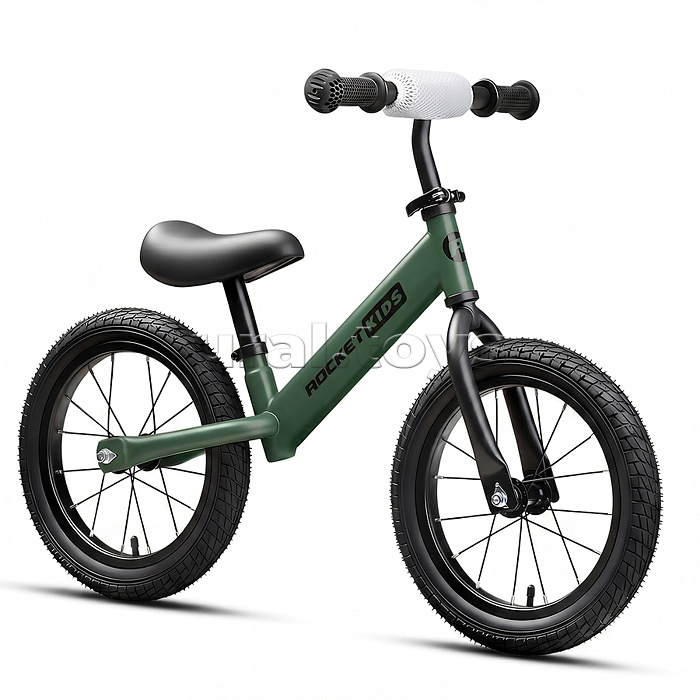 Беговел 14" Rocket R0045NEW-DGN, колеса надувные, цвет зеленый