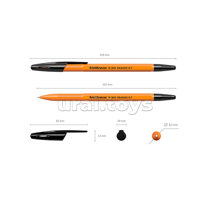 Ручка шариковая R-301 ORANGE 0.7 Stick цвет чернил чёрный