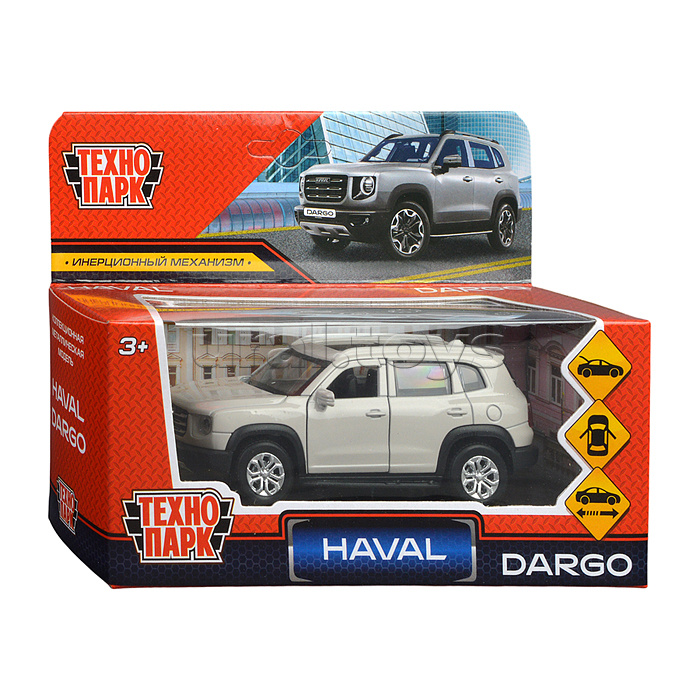 Машина металл Haval Dargo 12 см, (отк. дв, багаж, серебристый) инерц., в коробке