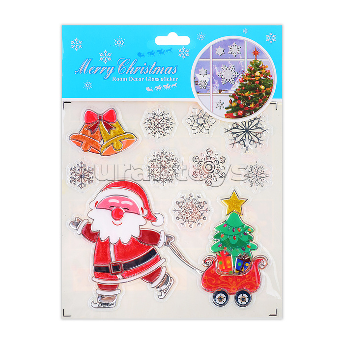 Наклейки новогодние для декора "Мороз и снеговичок" в пакете