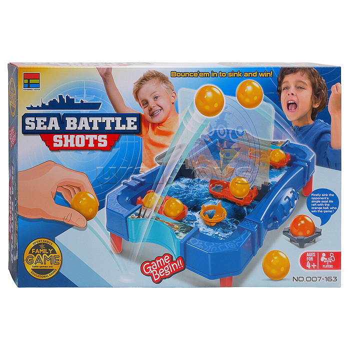 Игра 007-163 "Морской бой" с прыгающими шариками. в коробке