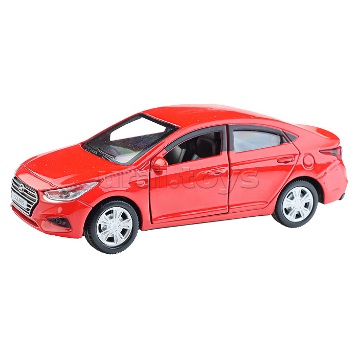 Машина металл Hyundai solaris, 12см, (откр.двери, красный) инерц., в коробке