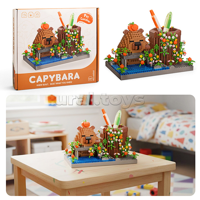 Конструктор "Капибара с подставкой для ручек" 3D, в коробке