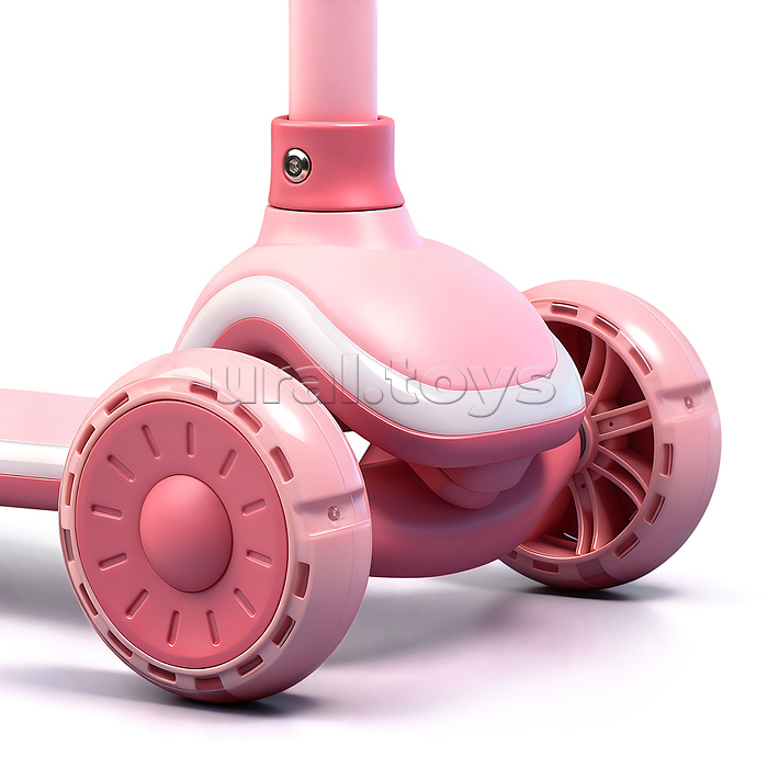 Самокат 3-х колесный ROCKET,колеса PU со светом, цвет розовый