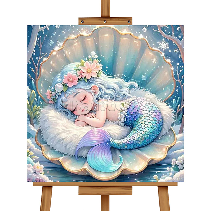 Мозаика алмазная "Русалочка в ракушке" 20*20см