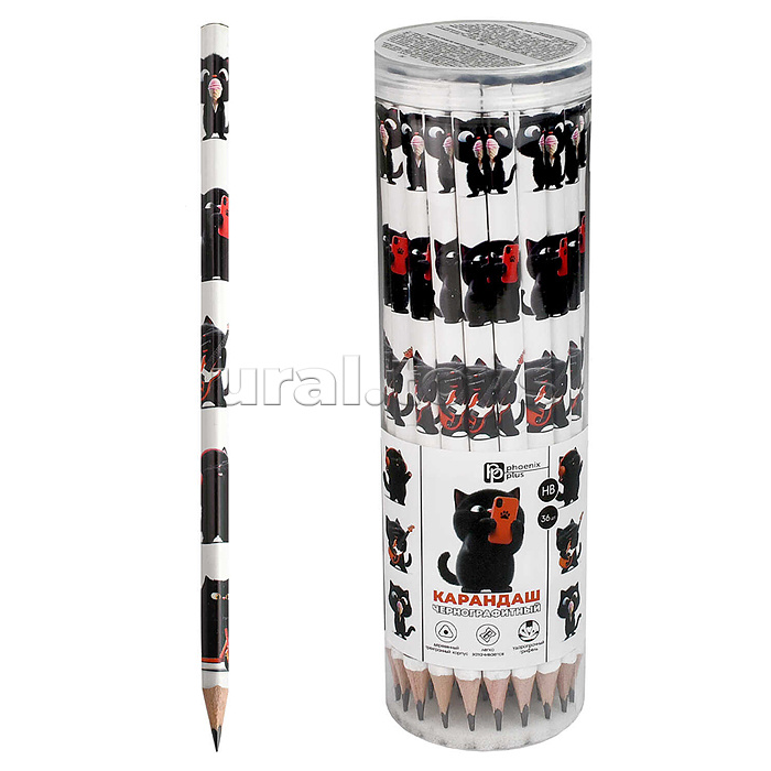 Карандаш чернографитный "Черный кот" HВ