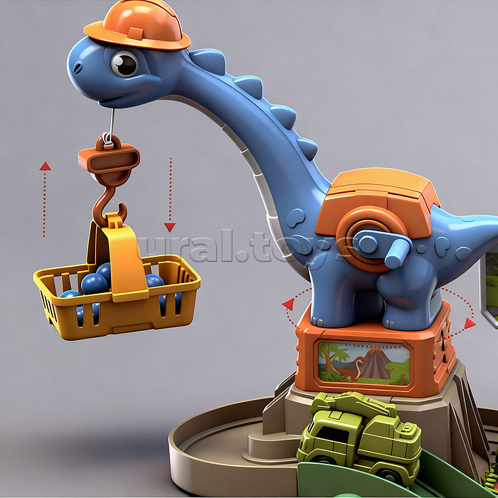 Трек  "Дино парк" (свет, звук, 4 машины металл) в коробке