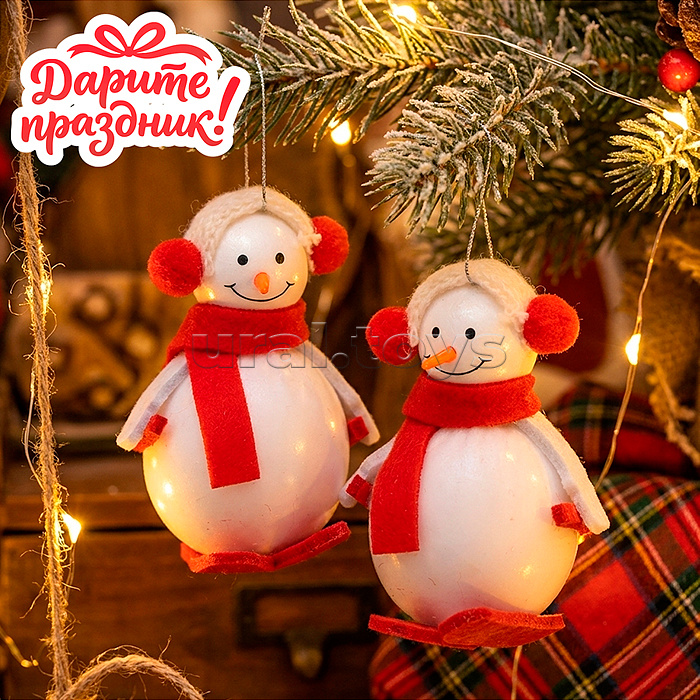 Новогоднее украшение "Снеговики" 6 см