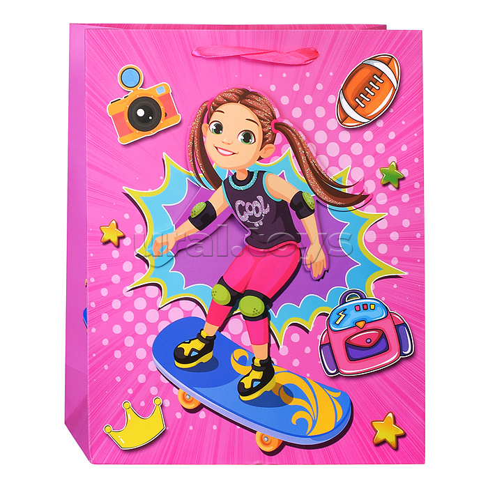 Пакет подарочный "Спортивные детки" 26*32*10,5 см.