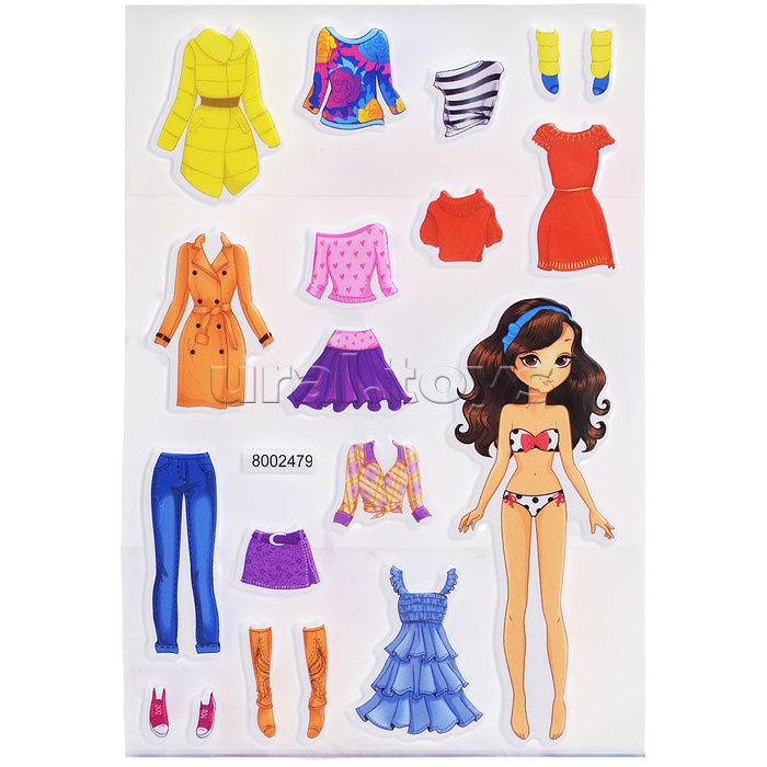 Наклейки мягкие "Одевайка модница" размер карточки 10x15 см, puff, объемные, многоразовые Наклейки мягкие "Одевайка модница" размер карточки 10x15 см, puff, объемные, многоразовые