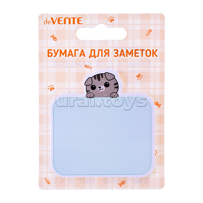 Клейкая бумага для заметок "Fanny Cats" 70x70 мм, 30 листов, офсет 80 г/м², печать 1+0, ассорти форм и дизайнов, в картонном блистере и пластиковом пакете с европодвесом