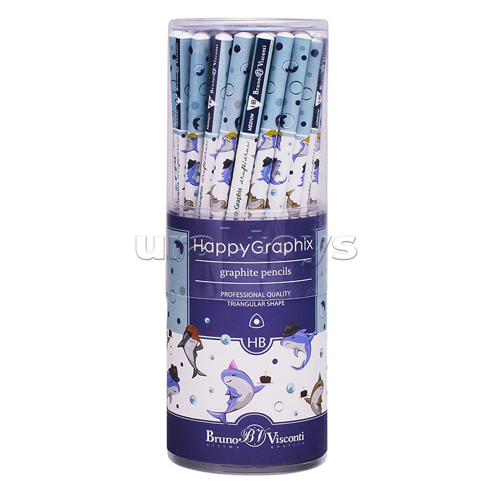 Карандаш чернографитовый "HappyGraphix. Акулы" НВ