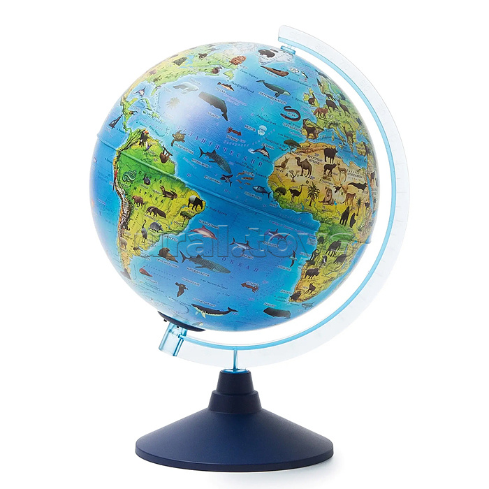 Интерактивный глобус Зоогеографический (Детский) с подсветкой 250мм от батареек.