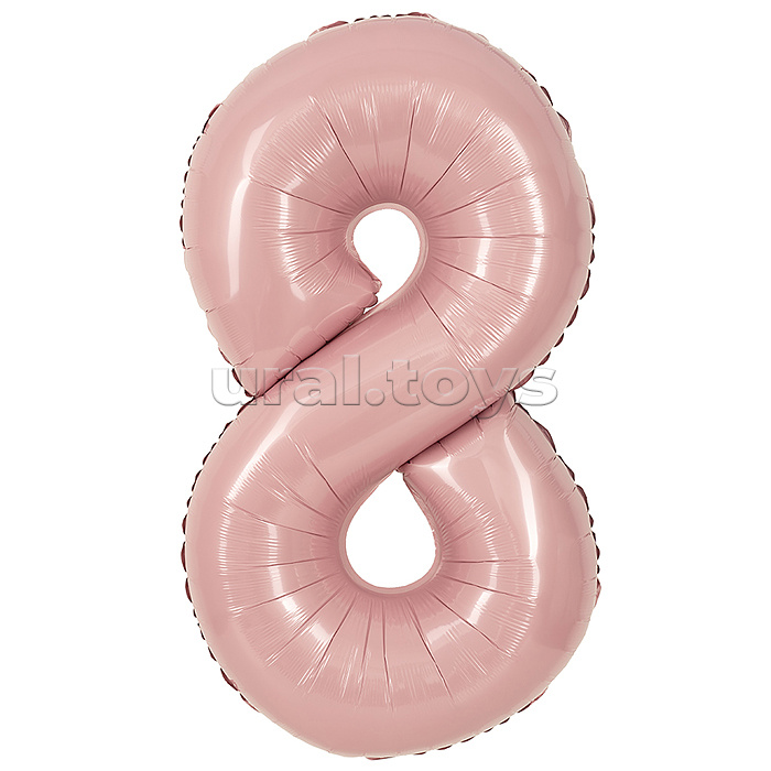 Шар (40''/102 см) Цифра, 8, Пыльная роза, Сатин, 1 шт. в уп.