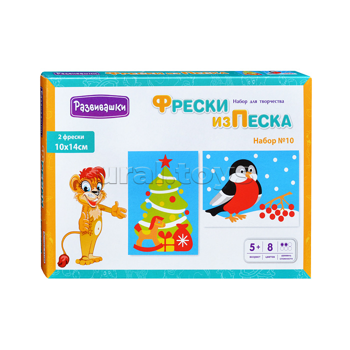 Фреска из песка "Елка-Снегирь"