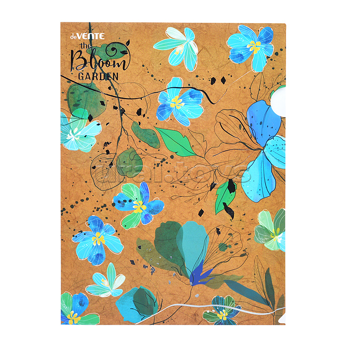 Папка-уголок "Bloom Garden" A4 (220x310 мм) 180 мкм, фактура крафт-имитация с рисунком, индивидуальная маркировка, тиснение фольгой