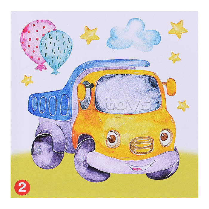 Аппликация наклейками по номерам. Машинки