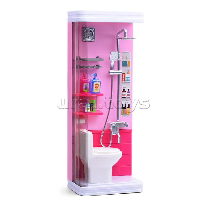 Набор мебели "Уборная с душем" розовая, в коробке