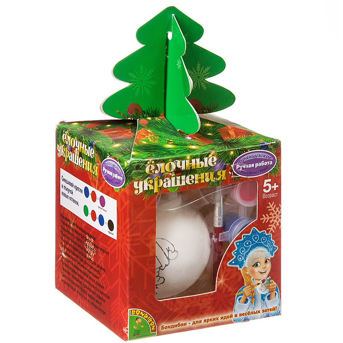 Набор для творчества "Ёлочные украшения. Шар со снеговичком" в подарочной упаковке с ёлочкой