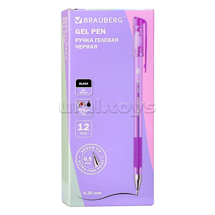 Ручка гелевая с грипом, кросс-серия "Pastel" черная стандартный узел 0,5 мм, линия письма 0,35 мм