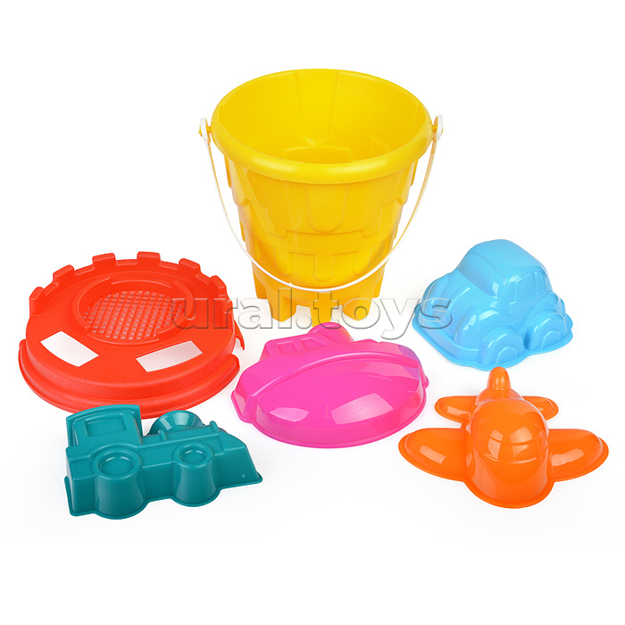 Набор песочный №8 (ведро+фомочки транспорт 4 шт.)