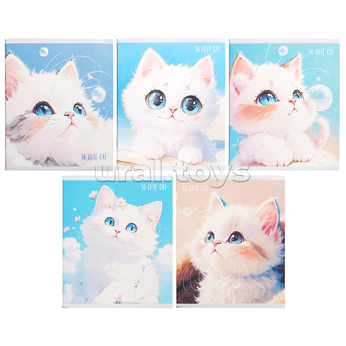 Тетрадь 48л. клетка "Cute Fluffy" А5 скрепка
