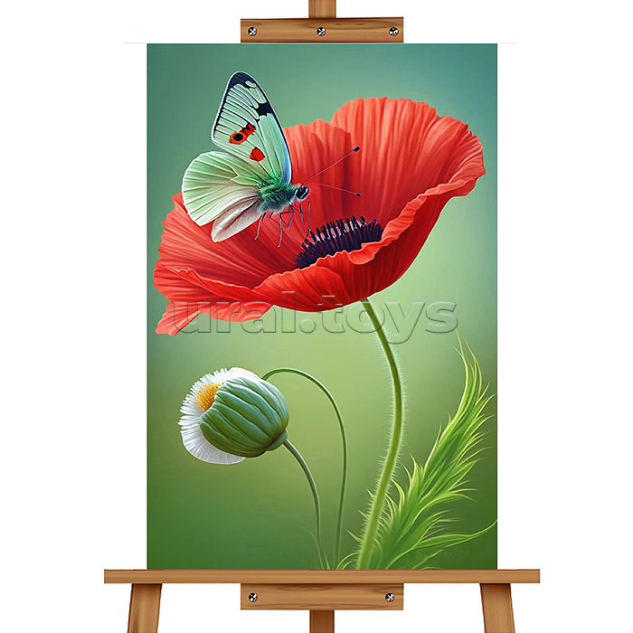 Мозаика алмазная "Красный мак" 20*30см