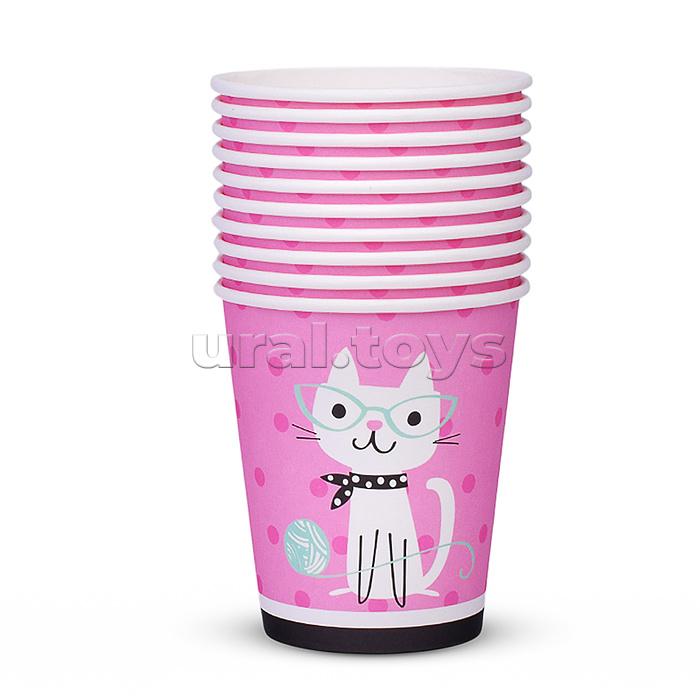 Набор посуды одноразовой "Гламурный кот" стаканы (10 шт)