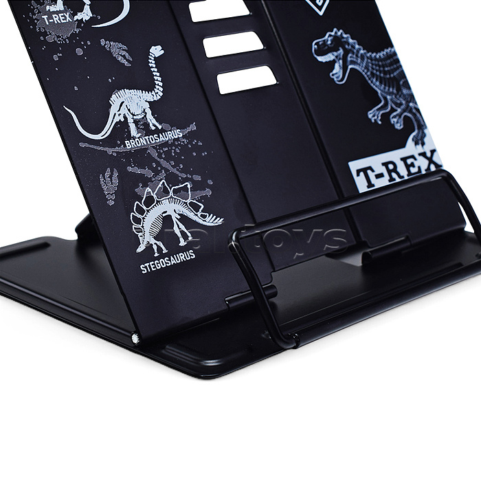 Подставка для учебников и книг "T-Rex" 15,4x15,2 см, металлическая окрашенная, вес 235 г, с противоскользящими ножками, с полноцветным рисунком, в пластиковом пакете с европодвесом