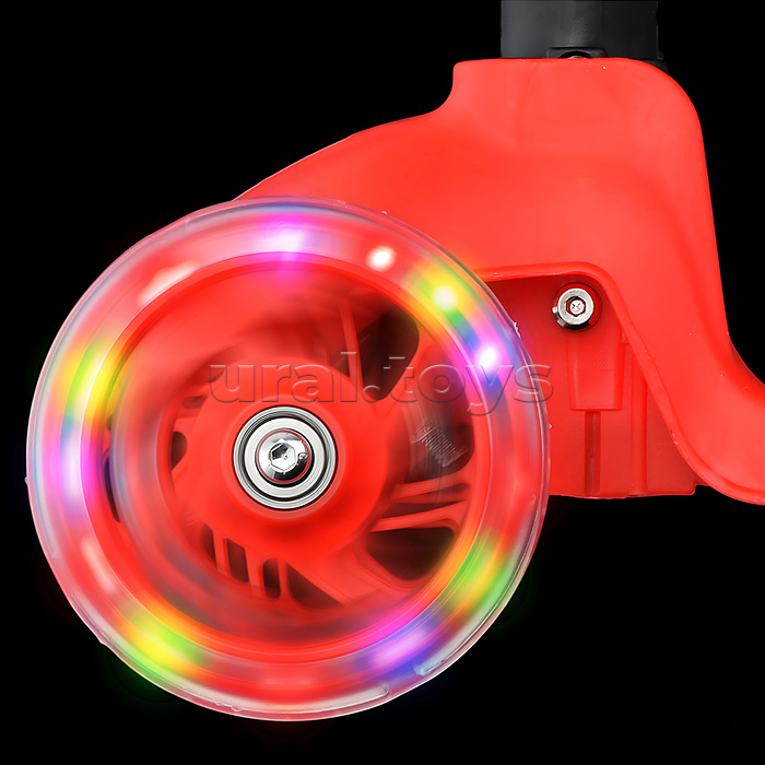 Самокат трёхколёсный ROCKET колёса PU, цвет красный