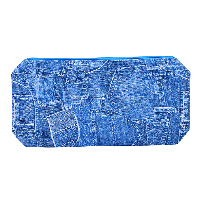 Пенал "Attomex. Jeans" 20x7x3,5 см, прямоугольный для 50 предметов, на молнии, искусственная кожа с рисунком, ассорти 3 дизайна
