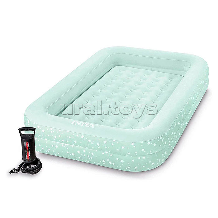 Односпальный надувной матрас для детей Kidz Travel Bed Set Intex 66810NP, ручной насос и сумка