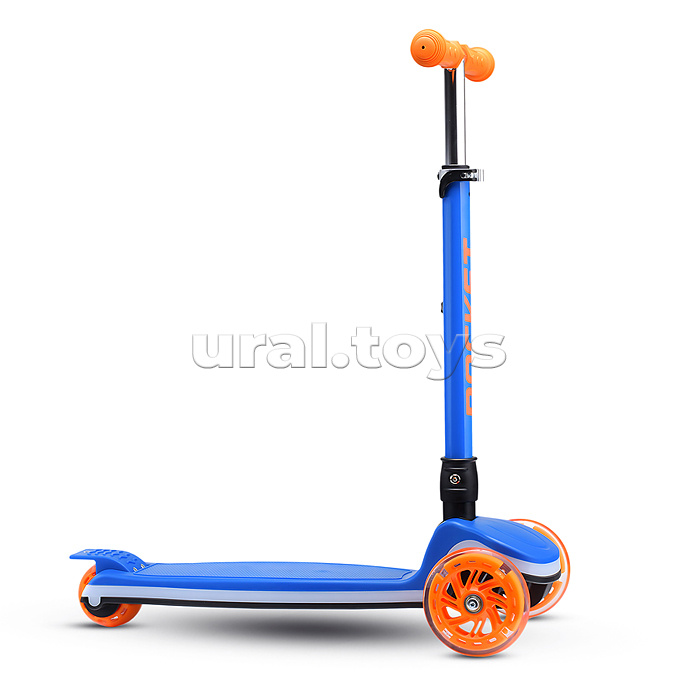 Самокат трёхколёсный ROCKET колёса световые PU, цвет синий