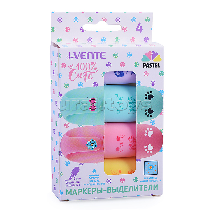 Набор маркеров-выделителей "100% Cute" (04 цв - пастельные цвета: желт, роз, фиол, мятн) Набор маркеров-выделителей "100% Cute" (04 цв - пастельные цвета: желт, роз, фиол, мятн)