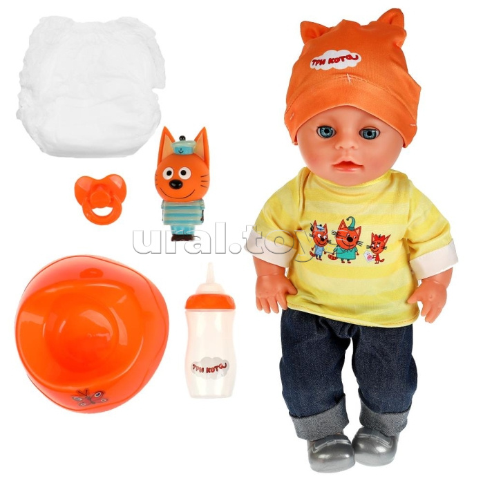 Пупс озвуч Три Кота 30см, пьет, пис, плачет, 40 фраз и песен, пласт игр, 4 акс