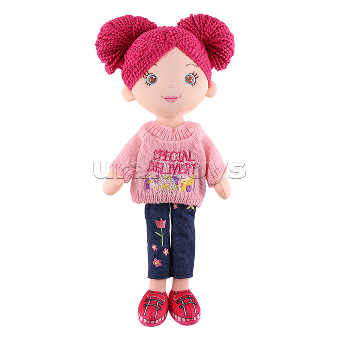 Кукла Нора в розовом джемпере и джинсах, 36 см