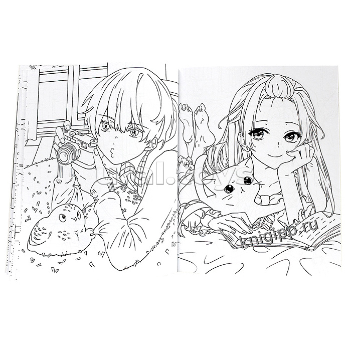 Раскраска аниме. Любимые питомцы