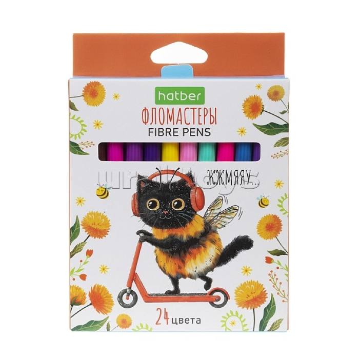 Фломастеры "ECO" 24 цв. "Жж-мяу" в картонной коробке с европодвесом