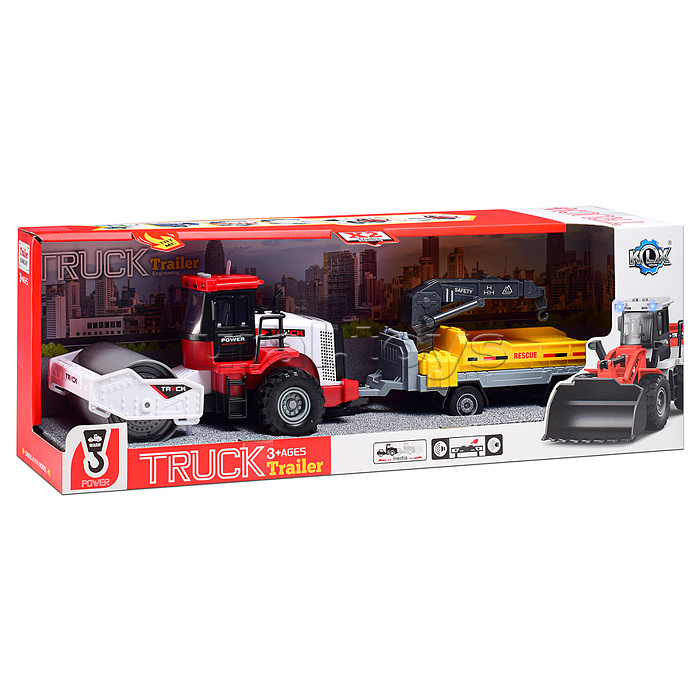 Машина "Каток с прицепом" 1:43 (свет,звук) в коробке