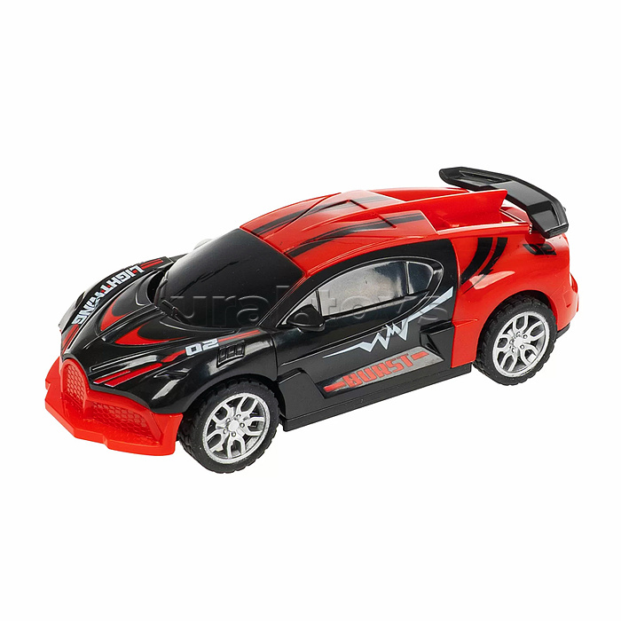 Машинка пластмассовая инерционная "Авария на трассе" Гонка красная (pull back) CRD 25x18,2x5,2см,