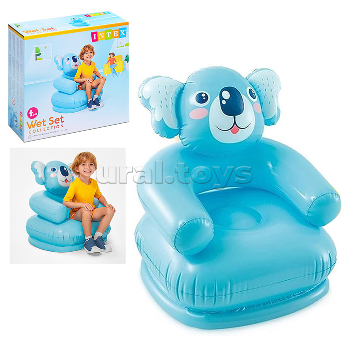 Кресло надувное «Весёлые звери», от 3-8 лет, до 60 кг, цвета МИКС, 68556NP INTEX