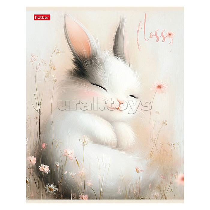 Тетрадь 48л клетка "Flossy" на скобе ламинац. Soft-touch запечатанный оборот и цв. титульный лист