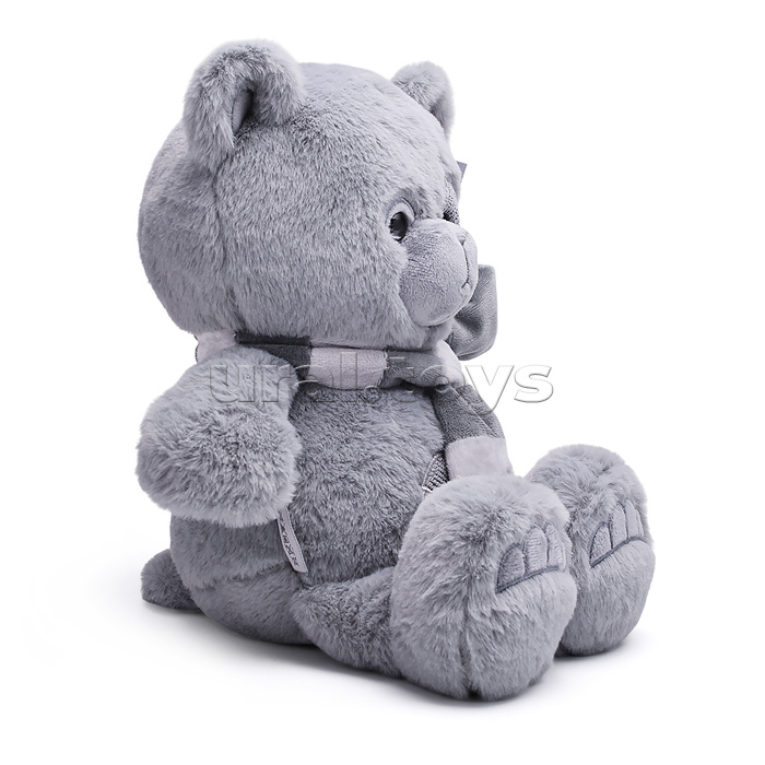 Медведь Френки с шарфом, 25см, серый