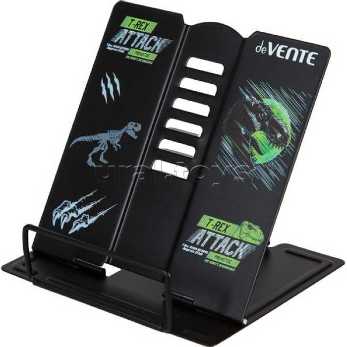 Подставка для учебников и книг "T-Rex" 15,4x15,2 см, металлическая окрашенная, вес 235 г, с противоскользящими ножками, синяя, с полноцветным рисунком, в пластиковом пакете с европодвесом