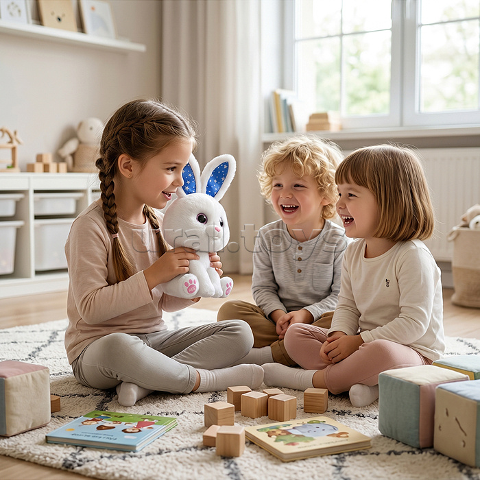 Заяц "Милый зайка" свет, звук, в коробке