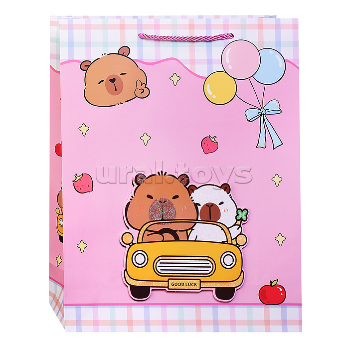 Пакет подарочный "Милая капибара" 31*12*40см